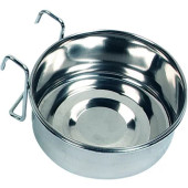 Метална хранилка / купа за птици Flamingo AVARO HOOK INOX -  с окачвач за клетка